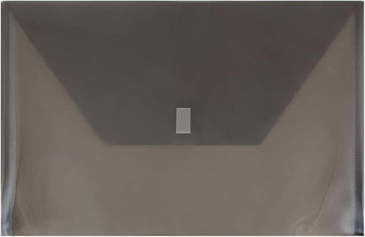 JAM PAPER Plastic Envelopes with Hook & Loop Closure - Legal Booklet - 9 3/4 x 14 1/2 - Smoke Gray - 12/Pack