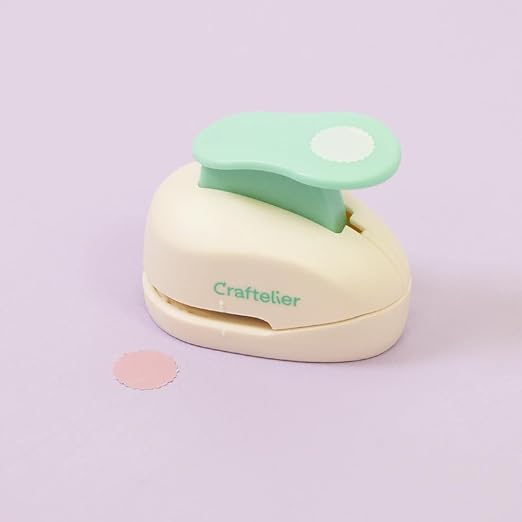 Craftelier - 5/8 Inch Circle Scallop Punch with lever press | Shape Hole Puncher for Paper Crafts | Scalloped Hole Punch for Scrapbooking, DIY Cards & Journals | Mini Hole Punch for Paper & Cardstock.