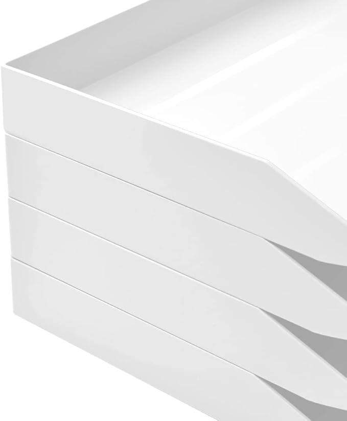 Acrimet Stackable Letter Tray 2 Tier Side Load, Plastic, Desktop File Organizer (White Color)