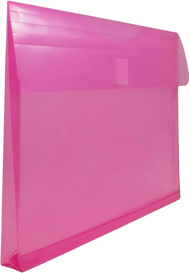 JAM PAPER Plastic Expansion Envelopes with Hook & Loop Closure - Letter Booklet - 9 3/4 x 13 with 1 Inch Expansion - Fuchsia Pink - 3/Pack