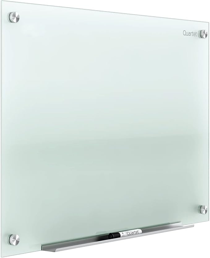 Quartet Whiteboard, Glass Dry Erase Board, Non-Magnetic, 8' x 4', Infinity Frameless Mounting, Frosted Surface, Accessory Tray and 1 Dry Erase Marker (G9648F)