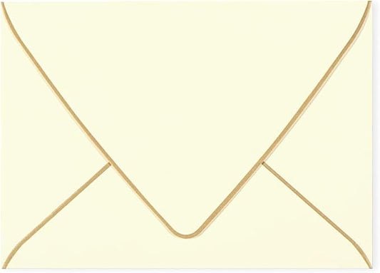 A6 Ivoy Envelopes 4 x 6 With Gold Border,- 50 Pack,For 4x6 Cards| Quick Self Seal| Perfect for Weddings, Invitations, Photos, Graduation, Baby Shower|Thick Luxury paper|6.5 x 4.75 (Ivory)