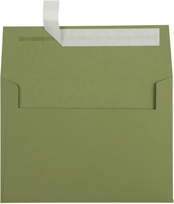 LUXPaper A7 Invitation Envelopes | Peel & Press | 5 1/4" x 7 1/4" | Avocado Green | 70lb. Text | 1000 Qty