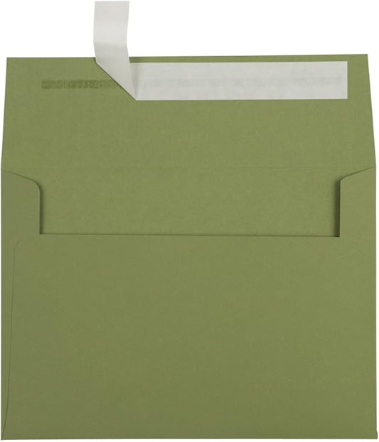 LUXPaper A7 Invitation Envelopes | Peel & Press | 5 1/4" x 7 1/4" | Avocado Green | 70lb. Text | 1000 Qty