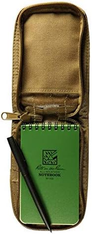 Rite in the Rain Weatherproof 3" x 5" Top-Spiral Notebook Kit: Tan CORDURA Fabric Cover, 3" x 5" Green Notebook, and an Weatherproof Pen (No. 935-KIT), Green / Tan