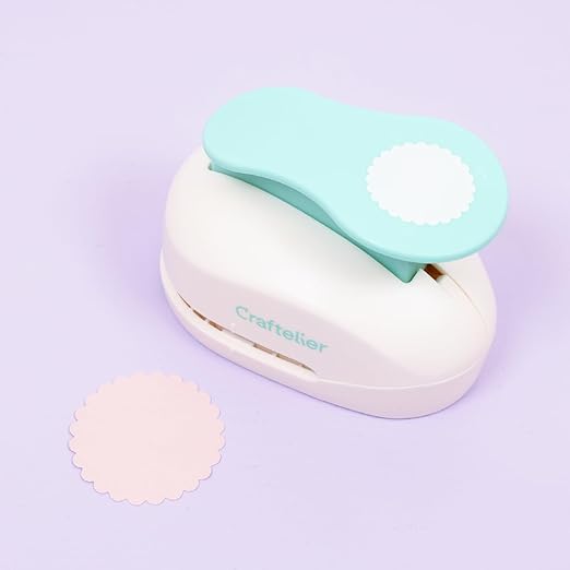 Craftelier - 2 Inch Circle Scallop Punch with Lever Press | Shape Hole Puncher for Paper Crafts | Scalloped Hole Punch for Scrapbooking, DIY Cards & Journals | Mini Hole Punch for Paper & Cardstock.