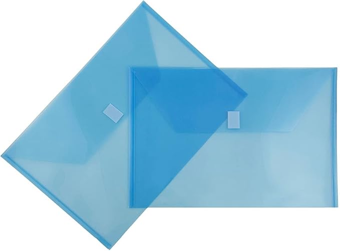 JAM PAPER Plastic Envelopes with Hook & Loop Closure - Legal Booklet - 9 3/4 x 14 1/2 - Blue - 12/Pack