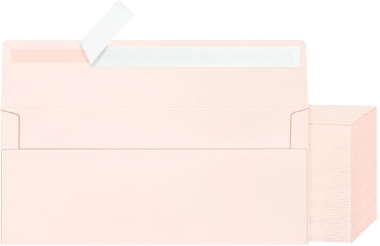 200 Light Pink #10 Business Envelopes, Self Seal Standard Envelopes, Windowless Business Mailing Envelopes for Office, Checks, Letters, Invoices, Statements, Wedding, 4-1/8 x 9-1/2 inch