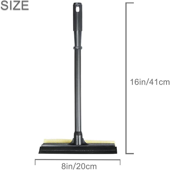 Window Squeegee Car Windshield Squeegee,8" Washing Sponge Scrubber Rubber Blade, 2 in 1 Sponge Squeegee,Window Cleaning Squeegee for Car Windshield Glass Gas Station Mirror