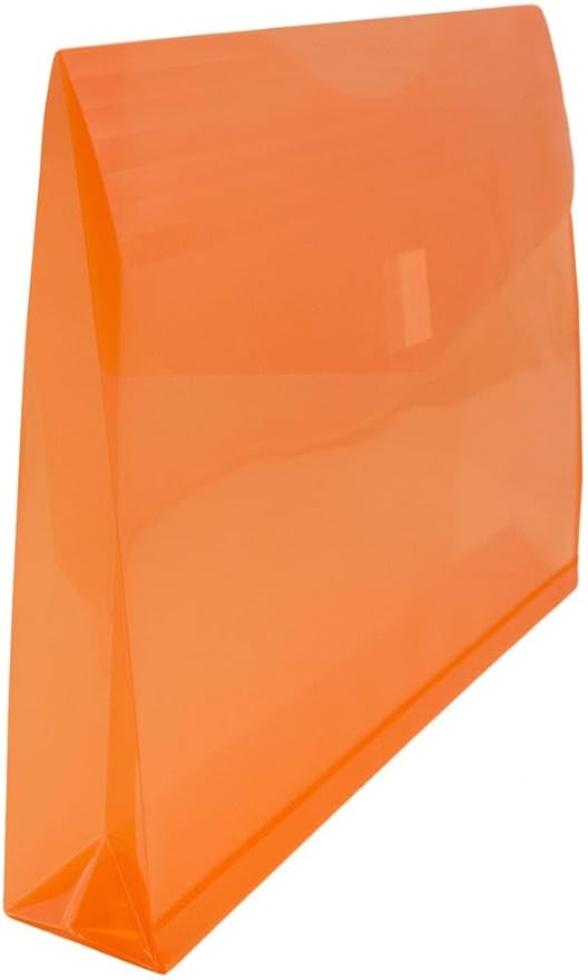 JAM PAPER Plastic Expansion Envelopes with Hook & Loop Closure - Letter Booklet - 9 3/4 x 13 with 2 Inch Expansion - Orange - 3/Pack