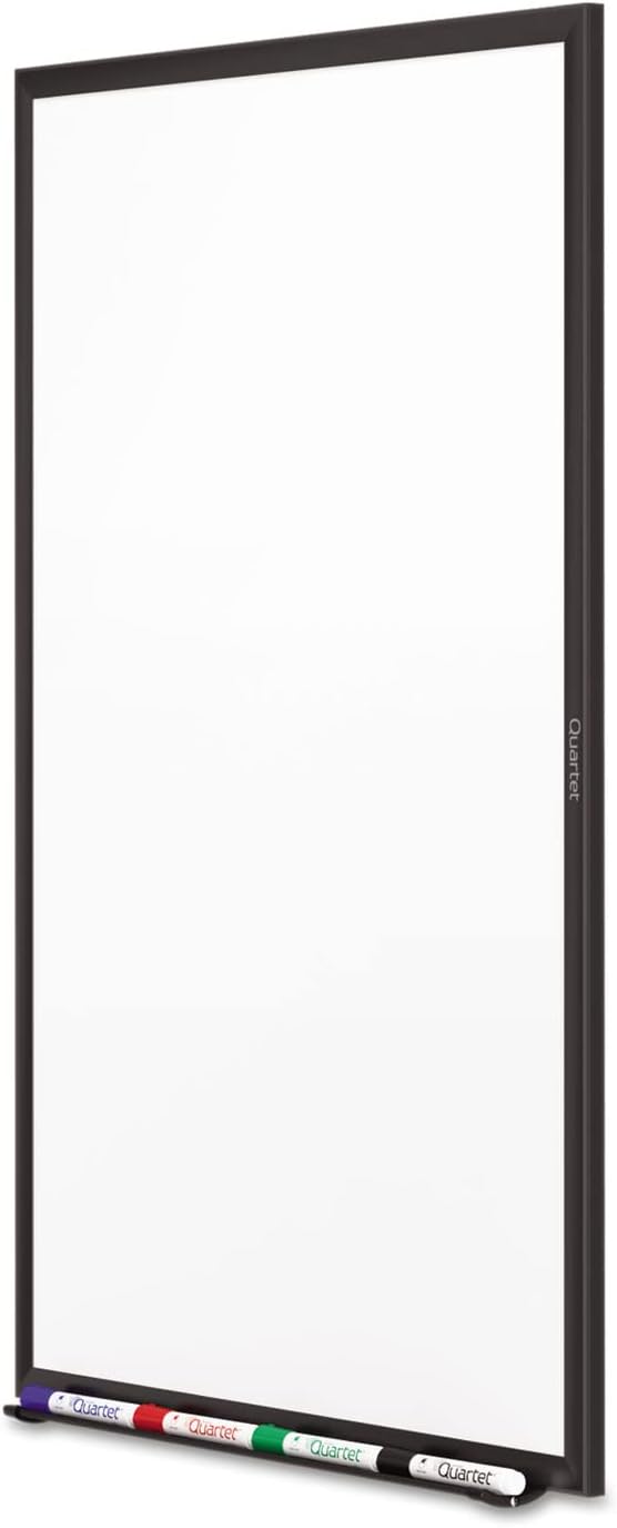 Quartet Whiteboard, Non-Magnetic Dry Erase White Board, 5' x 3', Total Erase, Black Aluminum Frame (S535B)