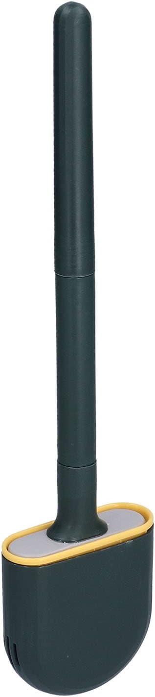 KJAOYU Silicone Toilet Brush,Wall-Mounted Toilet Brush Drying Holder Set - with Detachable Handle Cleaning Tool for Home Hotel Bathroom - Orange(Green)