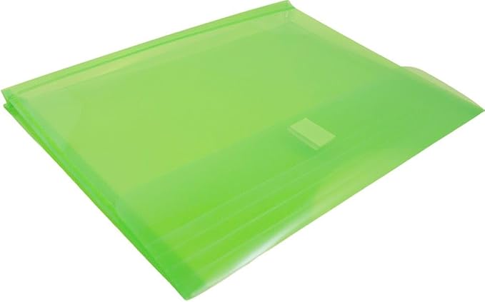 JAM PAPER Plastic Expansion Envelopes with Hook & Loop Closure - Letter Booklet - 9 3/4 x 13 with 1 Inch Expansion - Lime Green - 3/Pack