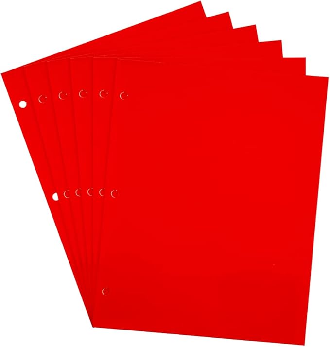 JAM PAPER Laminated Two Pocket Glossy 3 Hole Punch School Folders - Letter Size - High Gloss Red - 6/Pack