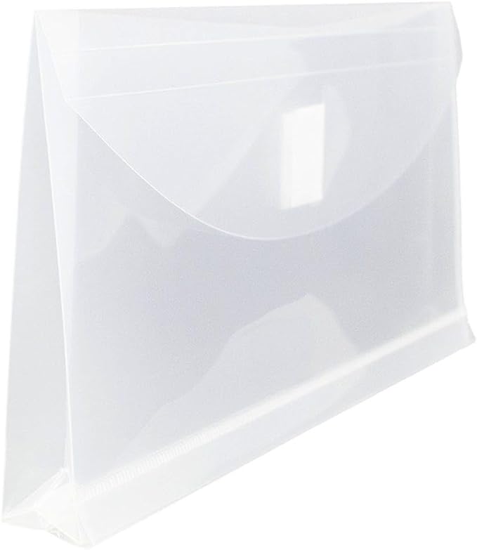 JAM PAPER Plastic Expansion Envelopes with Hook & Loop Closure - #10 Booklet Wallet - 5 1/4 x 10 with 1 Inch Expansion - Clear - 3/Pack