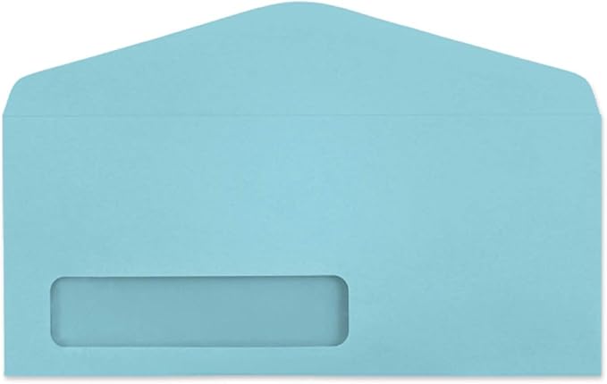 Limited Papers (TM) Regular Mailing And Business Envelopes, Left Hand Window, No. 10 (4.8 x 9.5 Inch), Gummed seal, 24 Pound, Variety of Colors And Quantities. (Blue, 100)