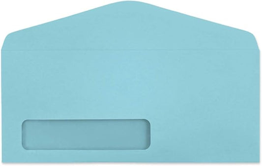 Limited Papers (TM) Regular Mailing And Business Envelopes, Left Hand Window, No. 10 (4.8 x 9.5 Inch), Gummed seal, 24 Pound, Variety of Colors And Quantities. (Blue, 100)