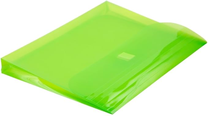 JAM PAPER Plastic 3 Hole Punch Binder Envelopes with Hook & Loop Closure - Letter Booklet - 9 1/2 x 11 1/2 with 1 Inch Expansion - Lime Green - 3/Pack