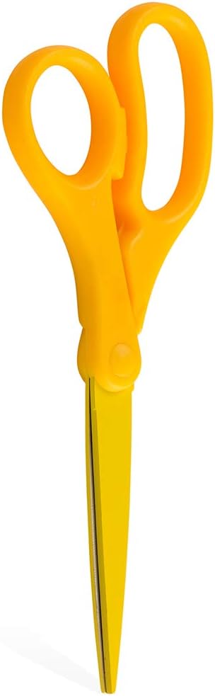 JAM PAPER Multi-Purpose Precision Scissors - 8 Inch - Yellow - Ergonomic Handle & Stainless Steel Blades - Sold Individually