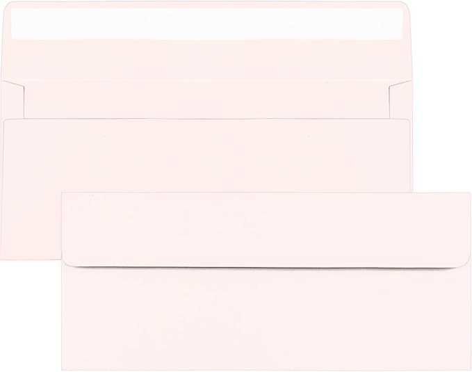 100 Pack Blush Pink #10 Business Envelopes, Standard Envelopes Self Seal, 4 1/8 x 9 1/2 Inch Letter Size Business Mailing Envelopes for Checks Invoices Statements Baby Shower Wedding Birthday