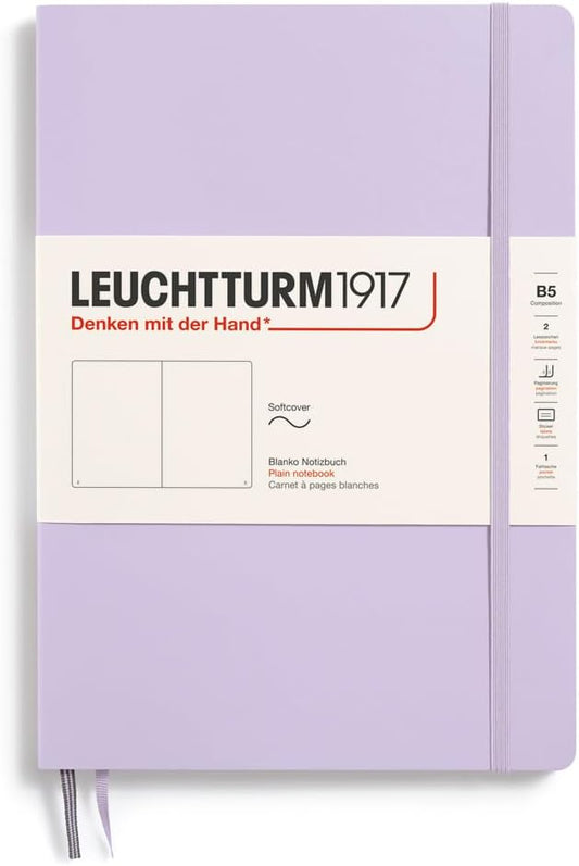 LEUCHTTURM1917 - Notebook Softcover Composition B5-123 Numbered Pages for Writing and Journaling (Plain, Lilac)