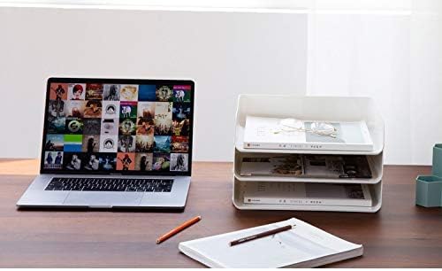 3 Tiers Stackable A4 Paper Trays, Office Desk File Holder, Tidy File Document Letter Book Paper Organizer (3 Tiers,White)