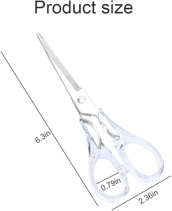 Gold Scissors, Stainless Steel Blade with Acrylic Handle, All Purpose Scissor for Office, School, Home, Fabric Shears, Tijeras (6.3" Silver)