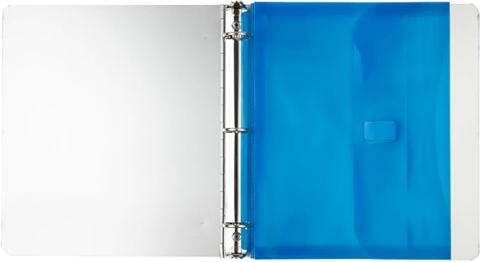 JAM PAPER Plastic 3 Hole Punch Binder Envelopes with Hook & Loop Closure - Letter Booklet - 9 1/2 x 11 1/2 with 1 Inch Expansion - Blue - 12/Pack