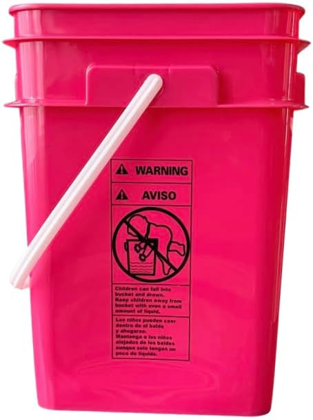 House Naturals 4 Gallon Square Buckets with lids- Made in USA Container- Pack of 10 (Magenta - Black lids)