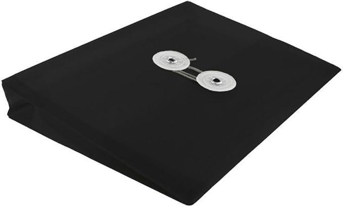 JAM PAPER Plastic Booklet Envelopes with Button & String Tie Closure - Index Size - 5 1/2 x 7 1/2 - Black - 3/pack