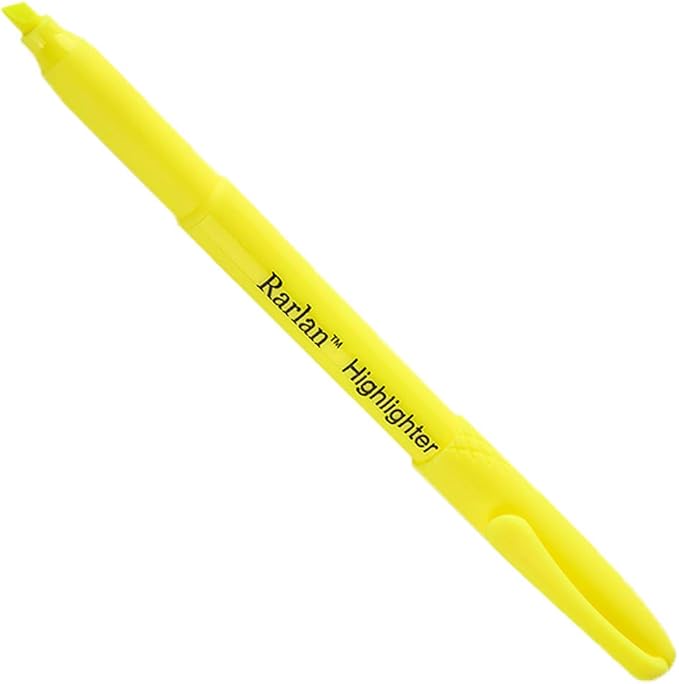 Rarlan Highlighters, Chisel Tip, Fluorescent Yellow, 96 Count Bulk Pack