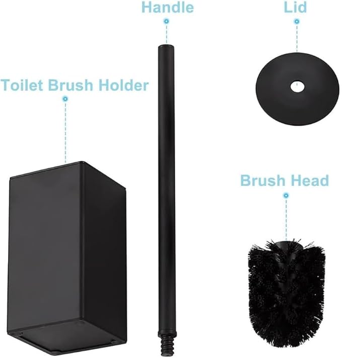 Freestanding Toilet Brush and Holder Set Stainless Steel Toilet Bowl Cleaners Square Modern Toilet Brush Heavy Duty Bathroom Accessories (Brushed Gold)