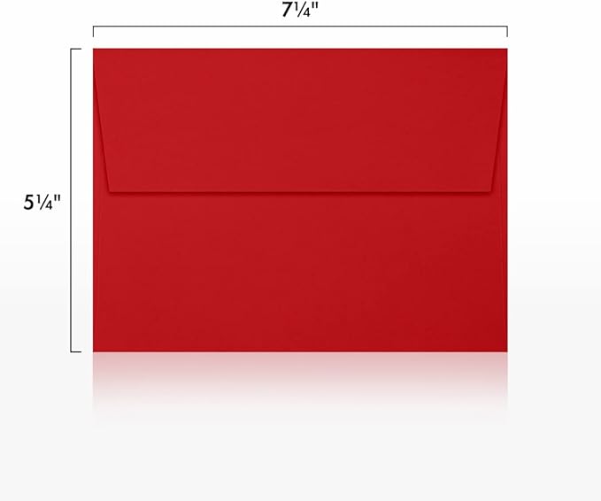 LUXPaper A7 Invitation Envelopes | 5 1/4" x 7 1/4" | Holiday Red | 60lb. Text | 50 Qty