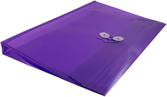 JAM PAPER Plastic Envelopes with Button & String Tie Closure - Legal Booklet - 9 3/4 x 14 1/2 - Purple - 3/Pack