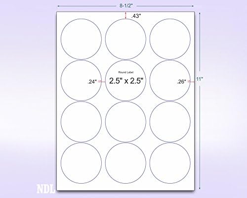 NextDayLabels - 8-1/2 x 11 Neon Color High Light Fluorescent Labels for Laser & Inkjet Printer (Yellow Fluorescent, 2.5" Round - 12 Per Page | 300 Labels)