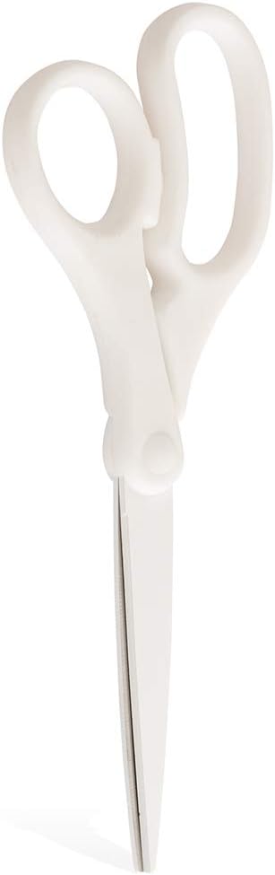 JAM PAPER Multi-Purpose Precision Scissors - 8 Inch - White - Ergonomic Handle & Stainless Steel Blades - Sold Individually