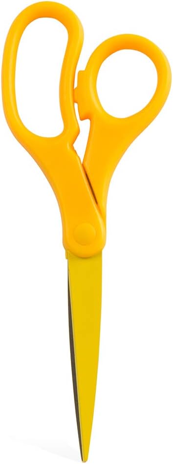 JAM PAPER Multi-Purpose Precision Scissors - 8 Inch - Yellow - Ergonomic Handle & Stainless Steel Blades - Sold Individually