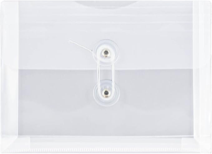 JAM PAPER Plastic Envelopes with Button & String Tie Closure - Index Size - 5 1/2 x 7 1/2 - Assorted Colors - 12/Pack