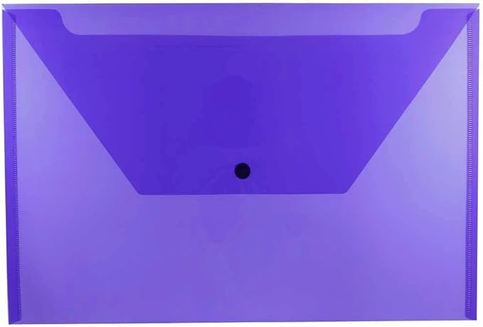 JAM PAPER Plastic Envelopes with Snap Closure - Legal Booklet - 9 3/4 x 14 1/2 - Purple - 3/Pack