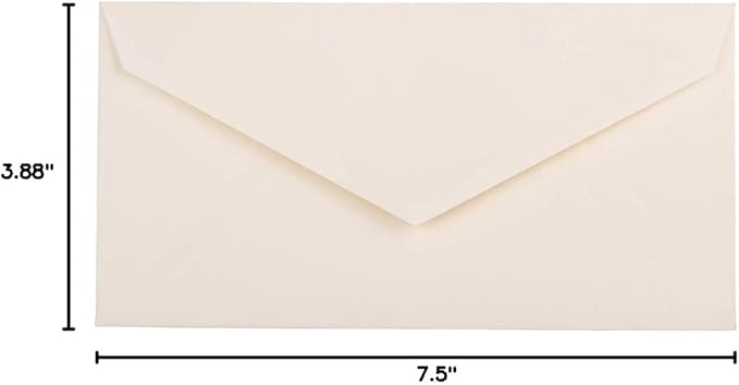 JAM PAPER Monarch Strathmore Invitation Envelopes - 3 7/8 x 7 1/2 - Natural White Wove - 50/Pack
