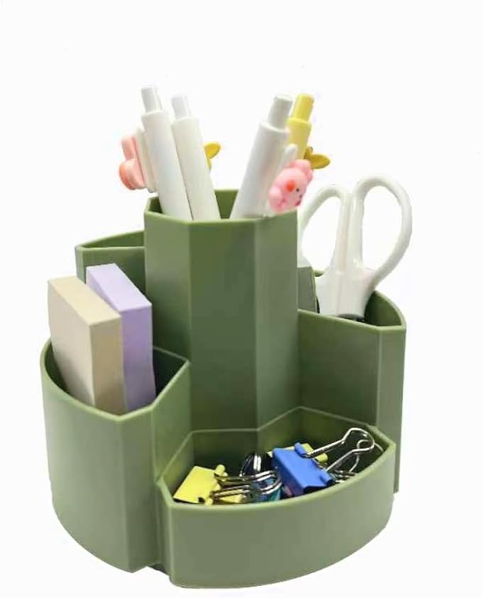 Pencil Pen Holder Desk Organizers Green Desktop Storage Stationery Supplies, Cute Cup Pot for Office, School, Art Supply