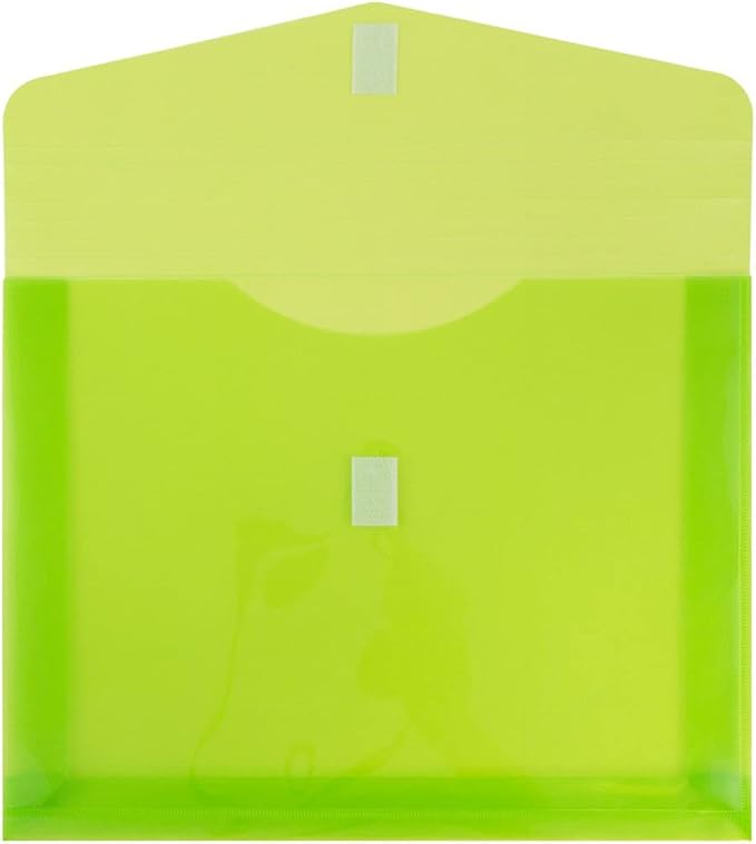 JAM PAPER Plastic Expansion Envelopes with Hook & Loop Closure - Letter Booklet - 9 3/4 x 13 with 2 Inch Expansion - Assorted Colors - 6/Pack