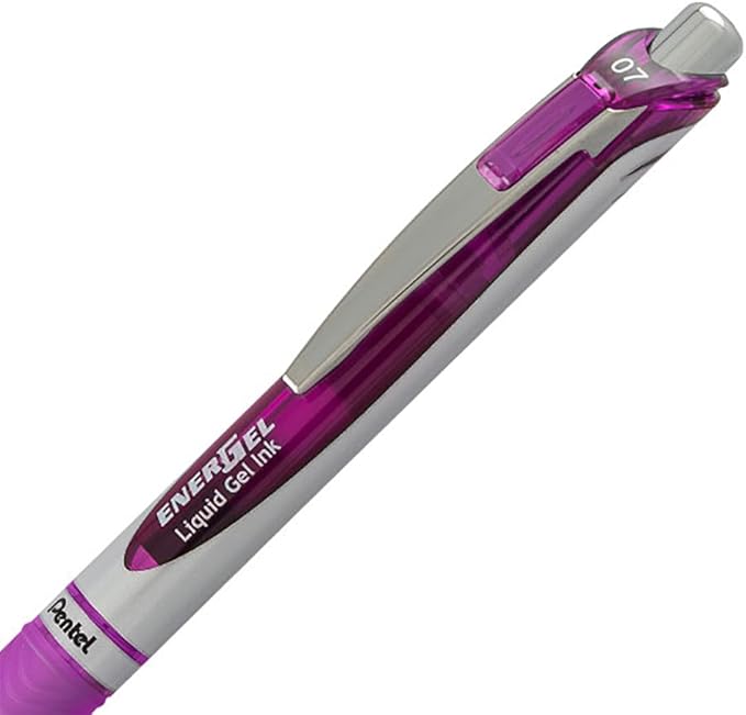 Pentel EnerGel RTX Retractable Liquid Gel Pen, (0.7mm) Metal Tip, Medium Line, Violet Ink 2 Pack