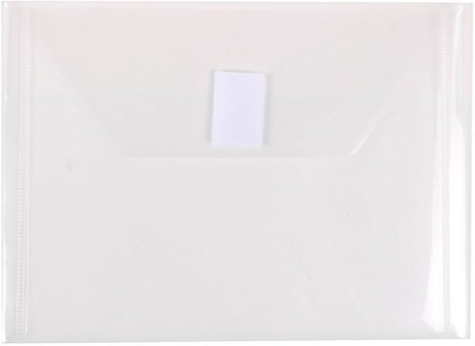 JAM PAPER Plastic Envelopes with Hook & Loop Closure - Index - 5 1/2 x 7 1/2 - Clear - 12/Pack