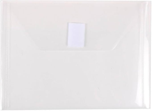 JAM PAPER Plastic Envelopes with Hook & Loop Closure - Index - 5 1/2 x 7 1/2 - Clear - 12/Pack