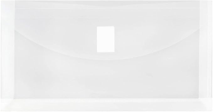 JAM PAPER Plastic Expansion Envelopes with Hook & Loop Closure - #10 Booklet Wallet - 5 1/4 x 10 with 1 Inch Expansion - Assorted Colors - 12/Pack
