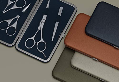 Suvorna Premium Beard & Mustache Set with Beard scissors for men - Facial Hair/Nose/Eyebrow Scissors - Slant Tweezers (4 Pcs Green)