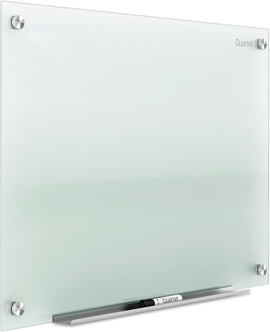 Quartet Whiteboard, Glass Dry Erase Board, Non-Magnetic, 36"W x 24"H, Infinity Frameless Mounting, Frosted Surface, Accessory Tray, and 1 Dry Erase Marker (G3624F)