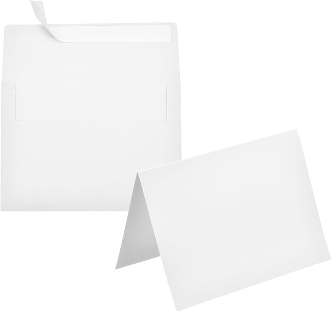 PATIKIL 50Pack White 5x7 Blank Cards and Envelopes, Self Seal A7 Envelopes with Folded Cardstock Small for Greeting Cards Wedding Greeting Birthday Invitations Letter Mailing