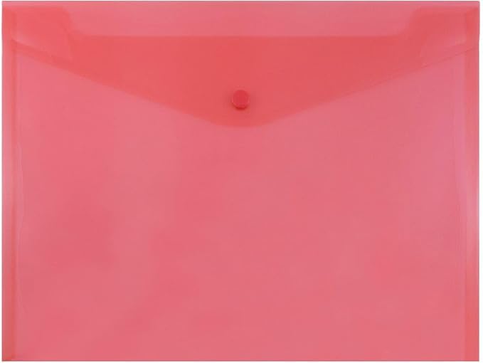 JAM PAPER Plastic Envelopes with Snap Closure - Letter Booklet - 9 3/4 x 13 - Red - 3/Pack